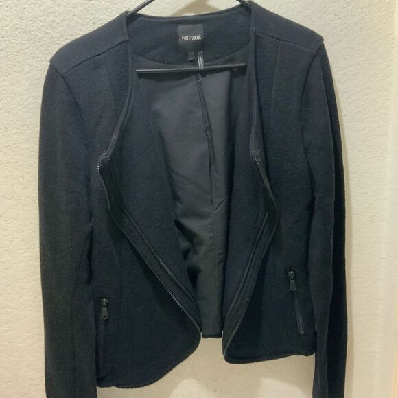 Nic + Zoe Sweater Blazer decorative zip fully lined L - Picture 2 of 8